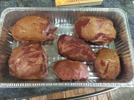 Hams from a 50% Mangalitsa Boar.